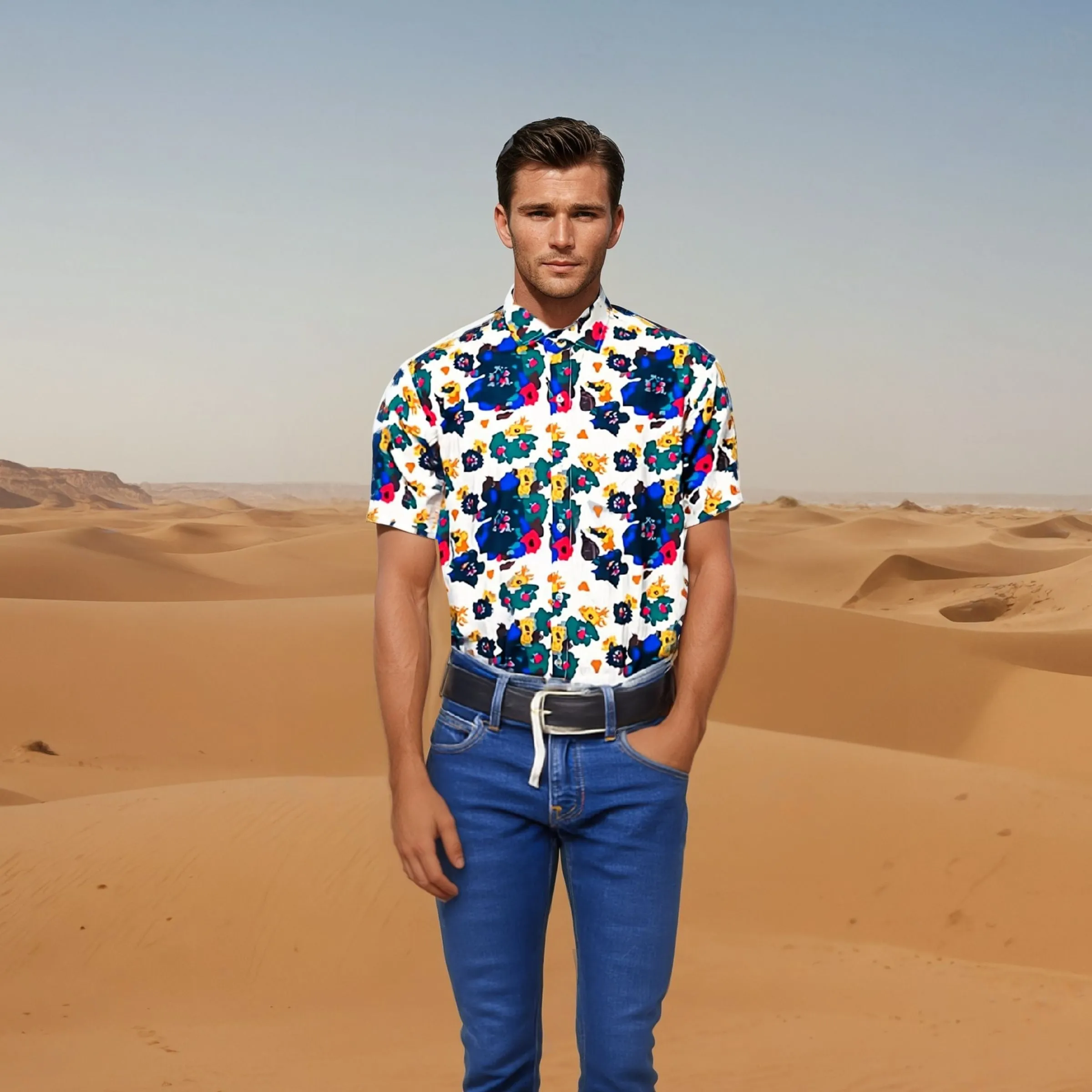 3D Digital Printed Cotton Shirt Men & Boys half sleev