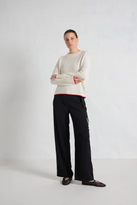 Arancia Cashmere Sweater in White/Red