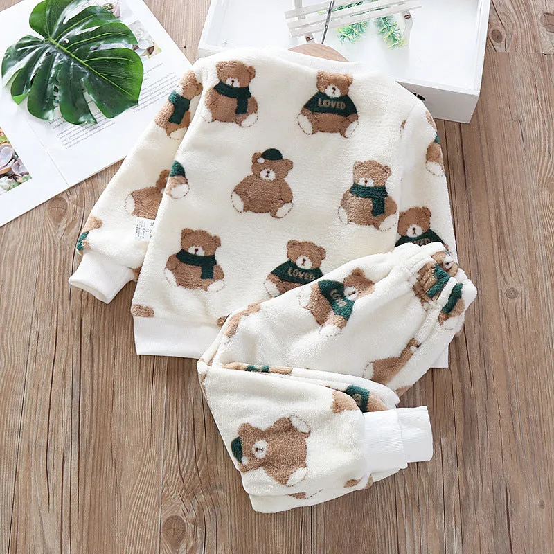 Babymoon Set of 2 | Baby Sleepwear Nightsuit Kid’s Nightdress T-shirt with Pants Pajamas Winter Sweater | White