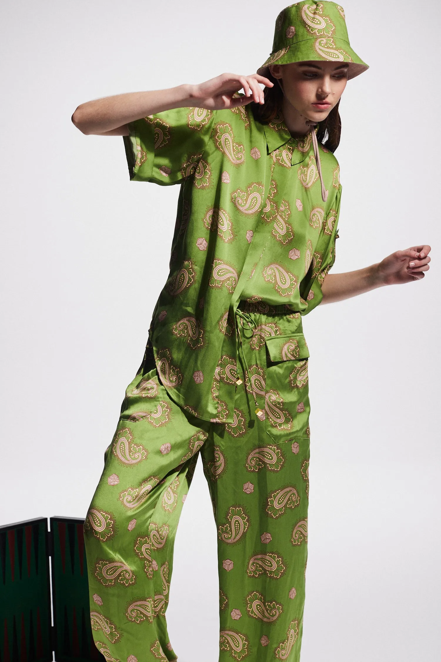 Dice Silk Shirt Forest