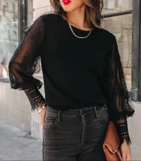 Fashion Mesh Pullover Long Sleeve Shirt