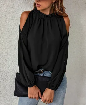 Fashion Pleated Off-Shoulder Shirt
