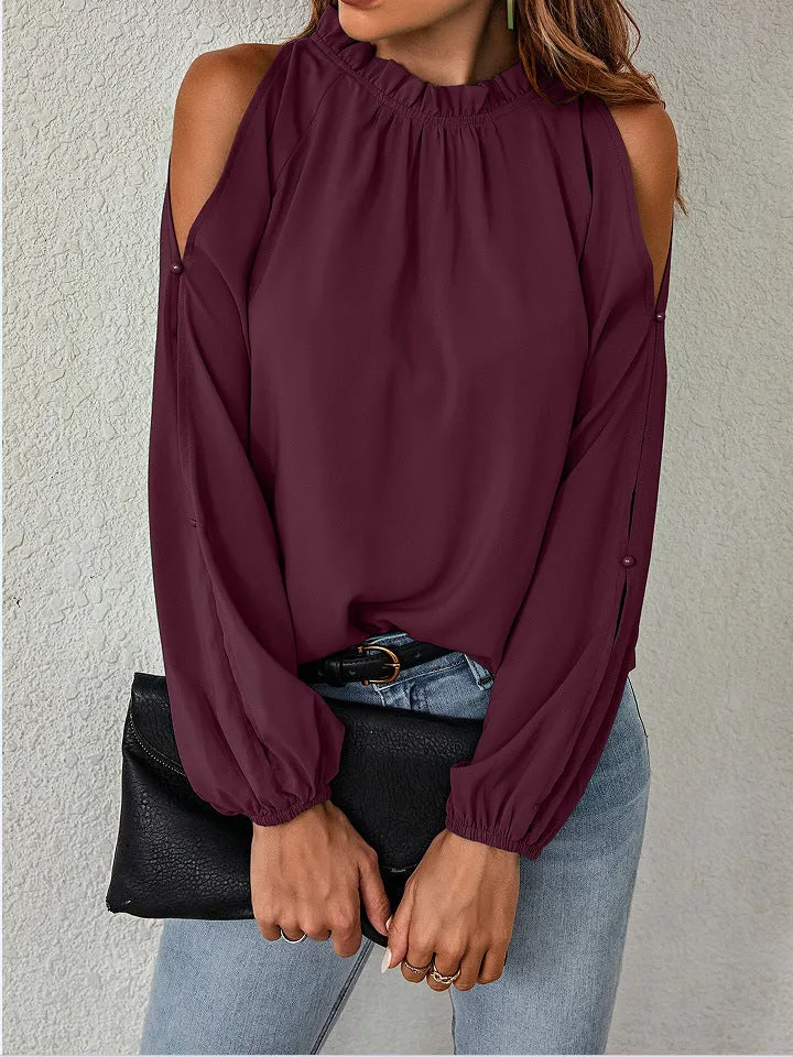 Fashion Pleated Off-Shoulder Shirt