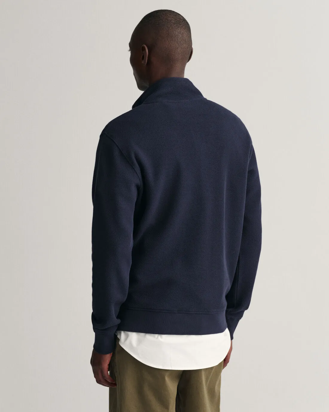 GANT - Waffle Texture Half Zip, Evening Blue