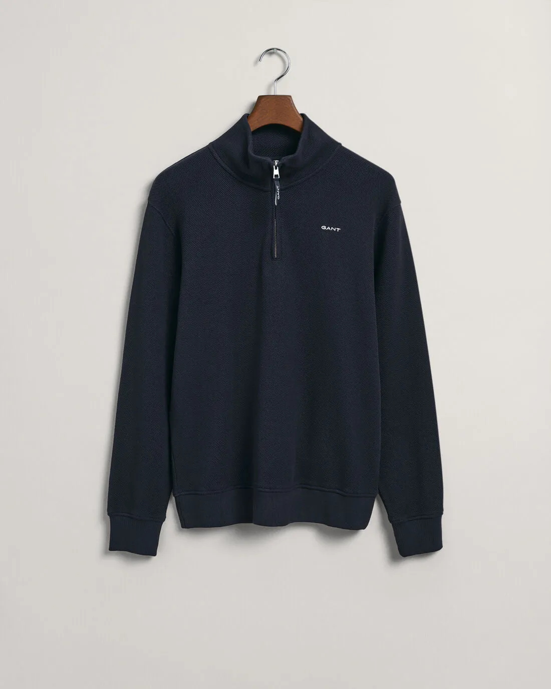 GANT - Waffle Texture Half Zip, Evening Blue