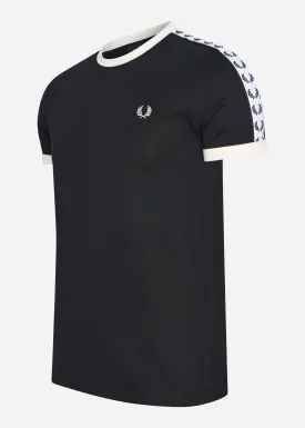 Geklebtes Ringer-T-Shirt - schwarz