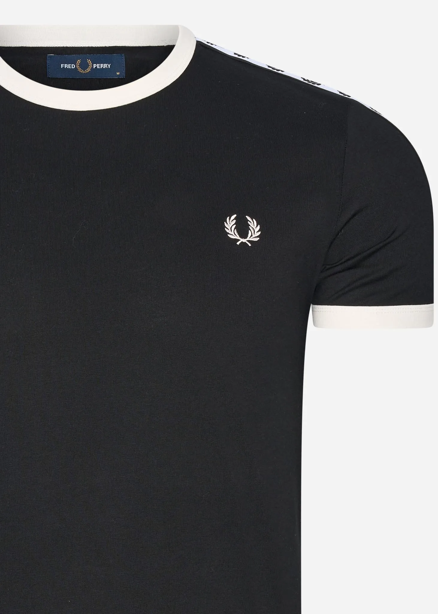 Geklebtes Ringer-T-Shirt - schwarz