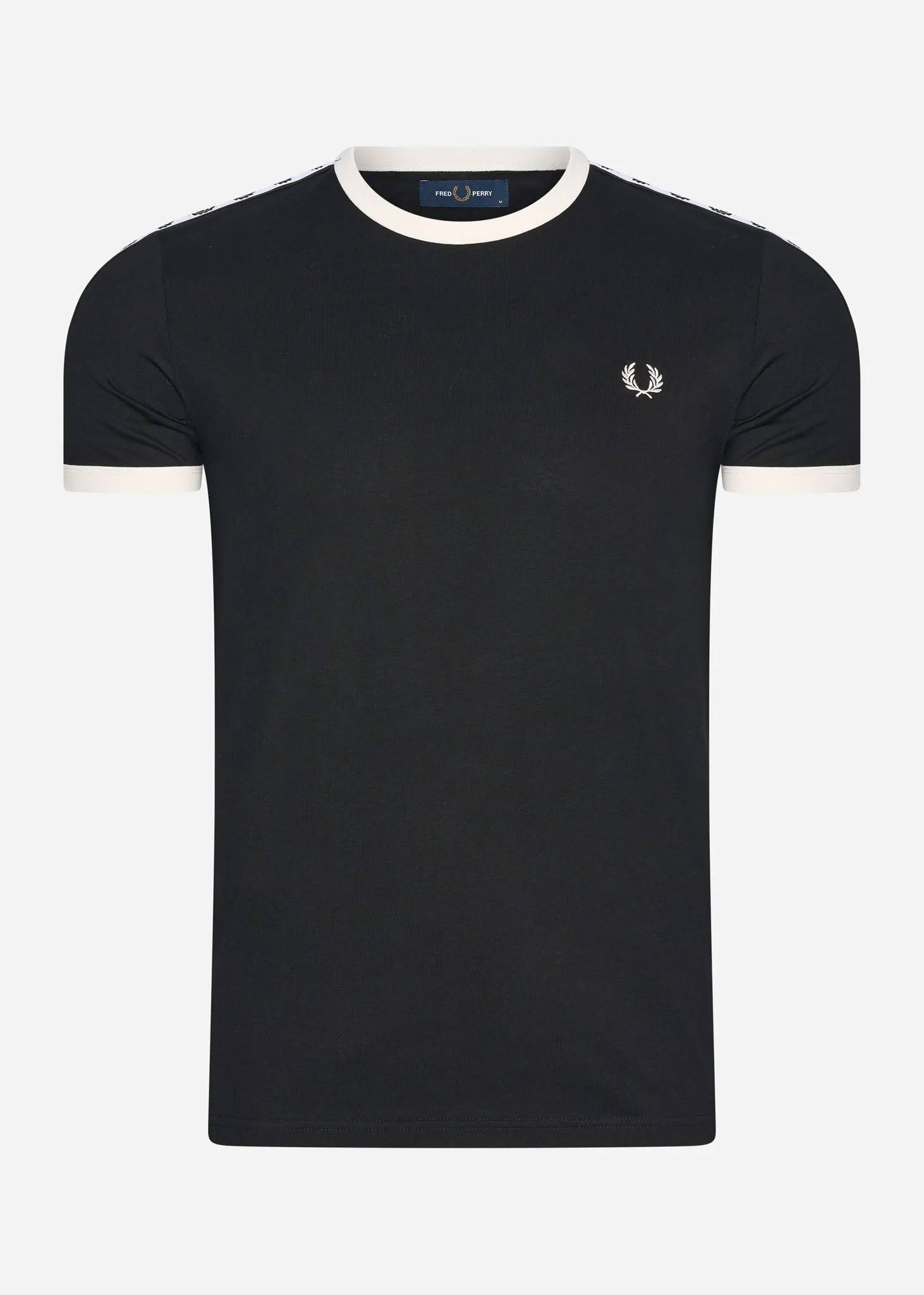Geklebtes Ringer-T-Shirt - schwarz