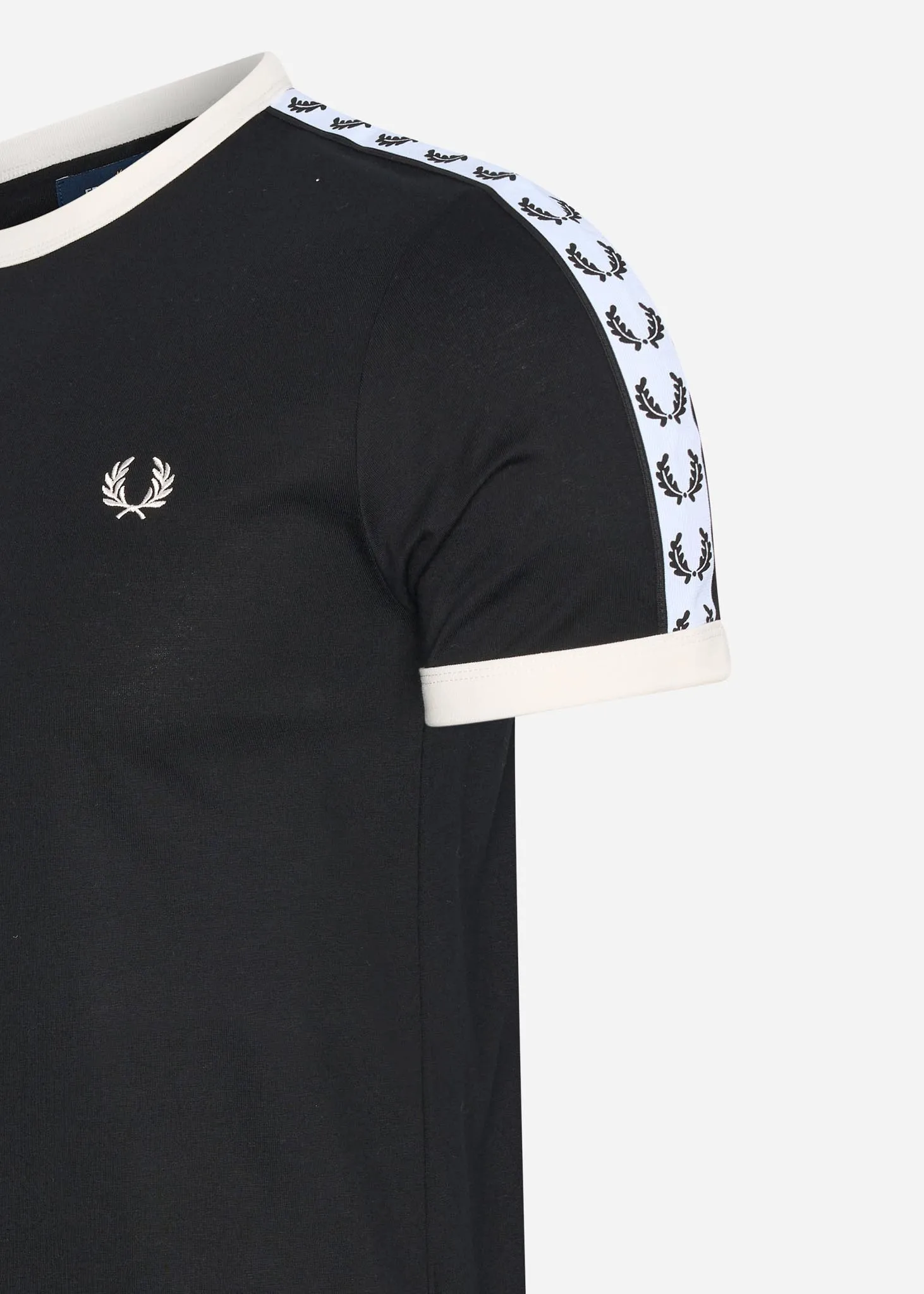 Geklebtes Ringer-T-Shirt - schwarz