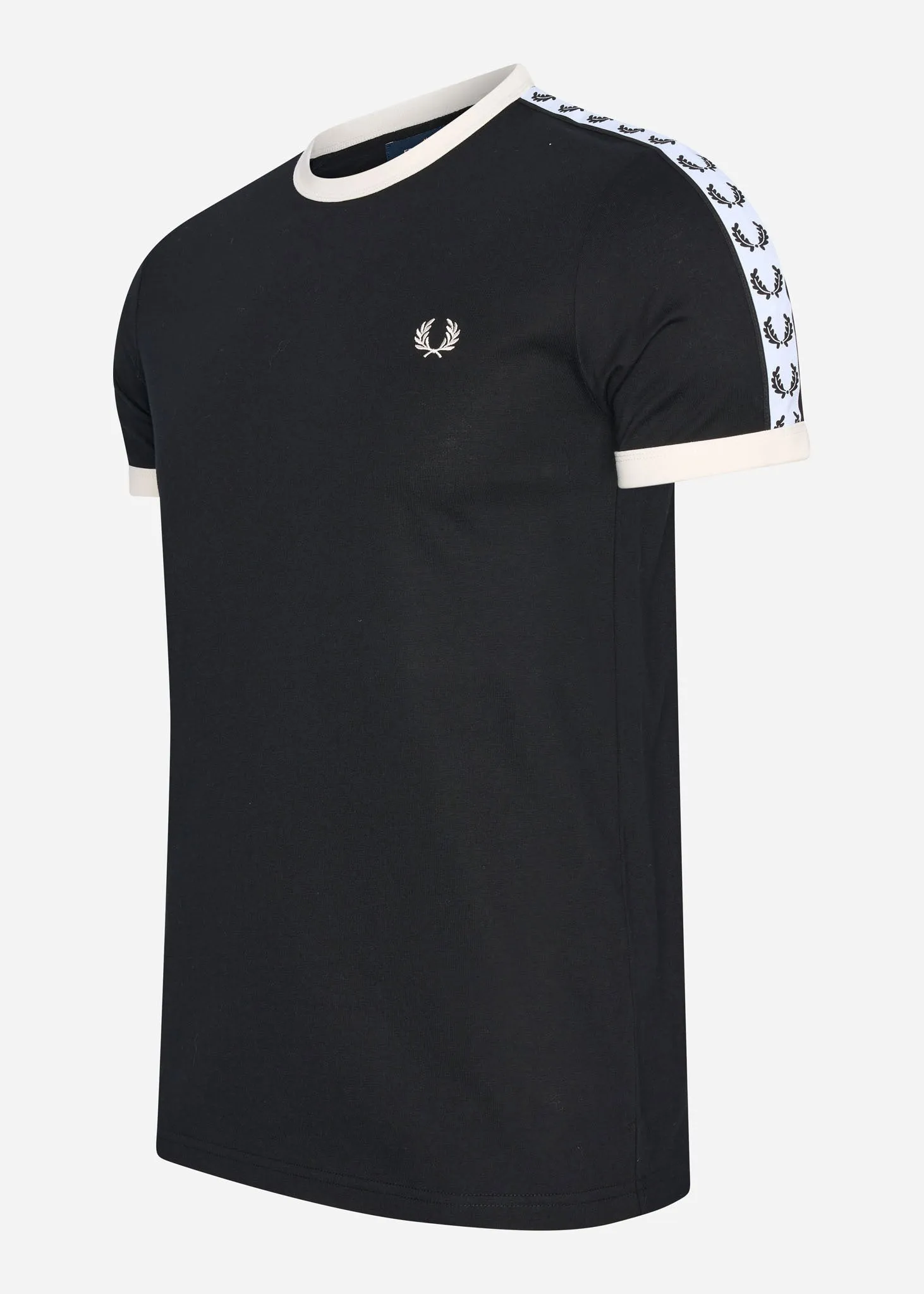Geklebtes Ringer-T-Shirt - schwarz