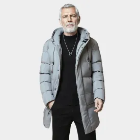 New Winter Men's Long Coat - Down Cotton, Thickened Warm Korean Style, Youth Fashion, Grey, Black, Army Green