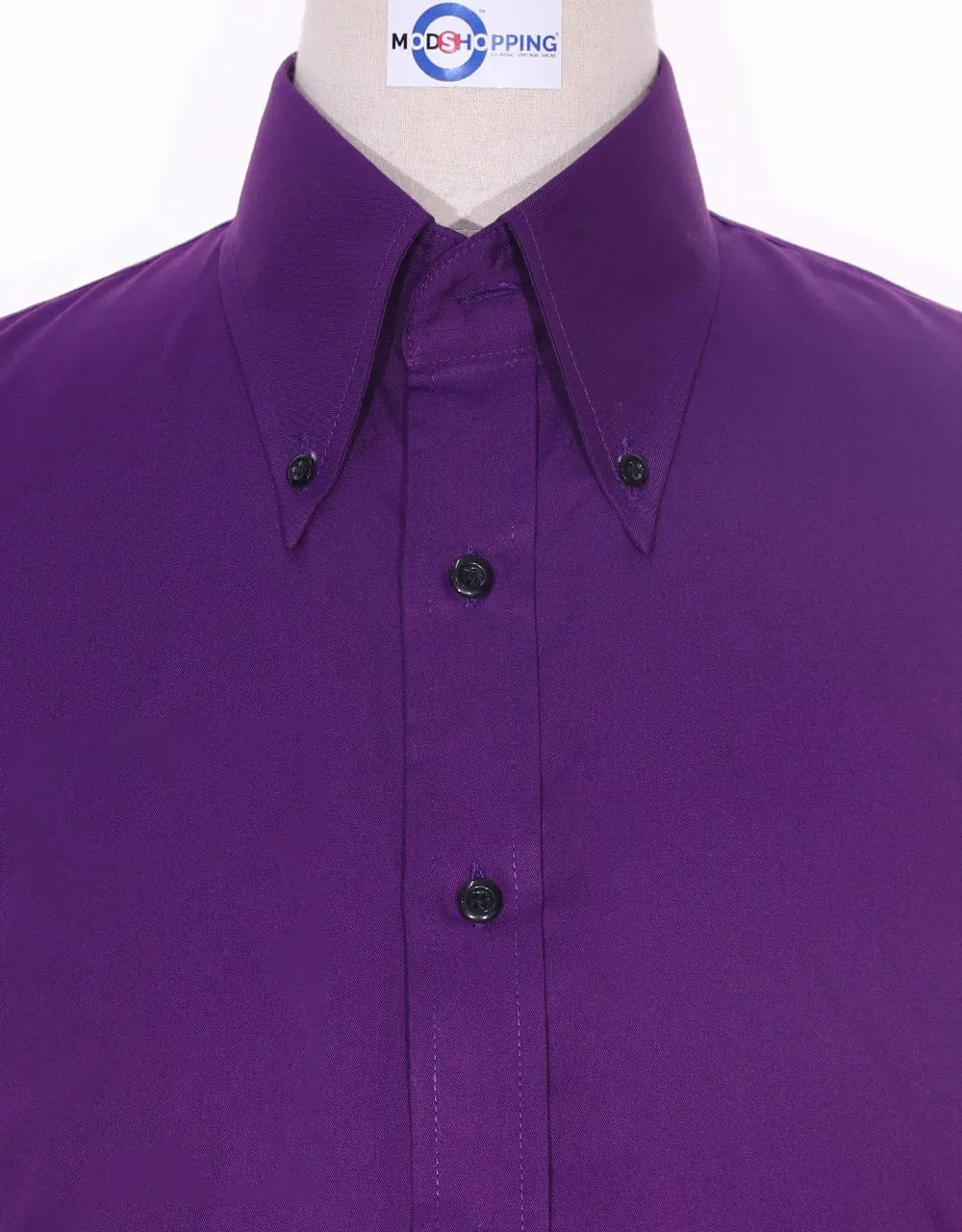 Purple Button Down Collar Shirt
