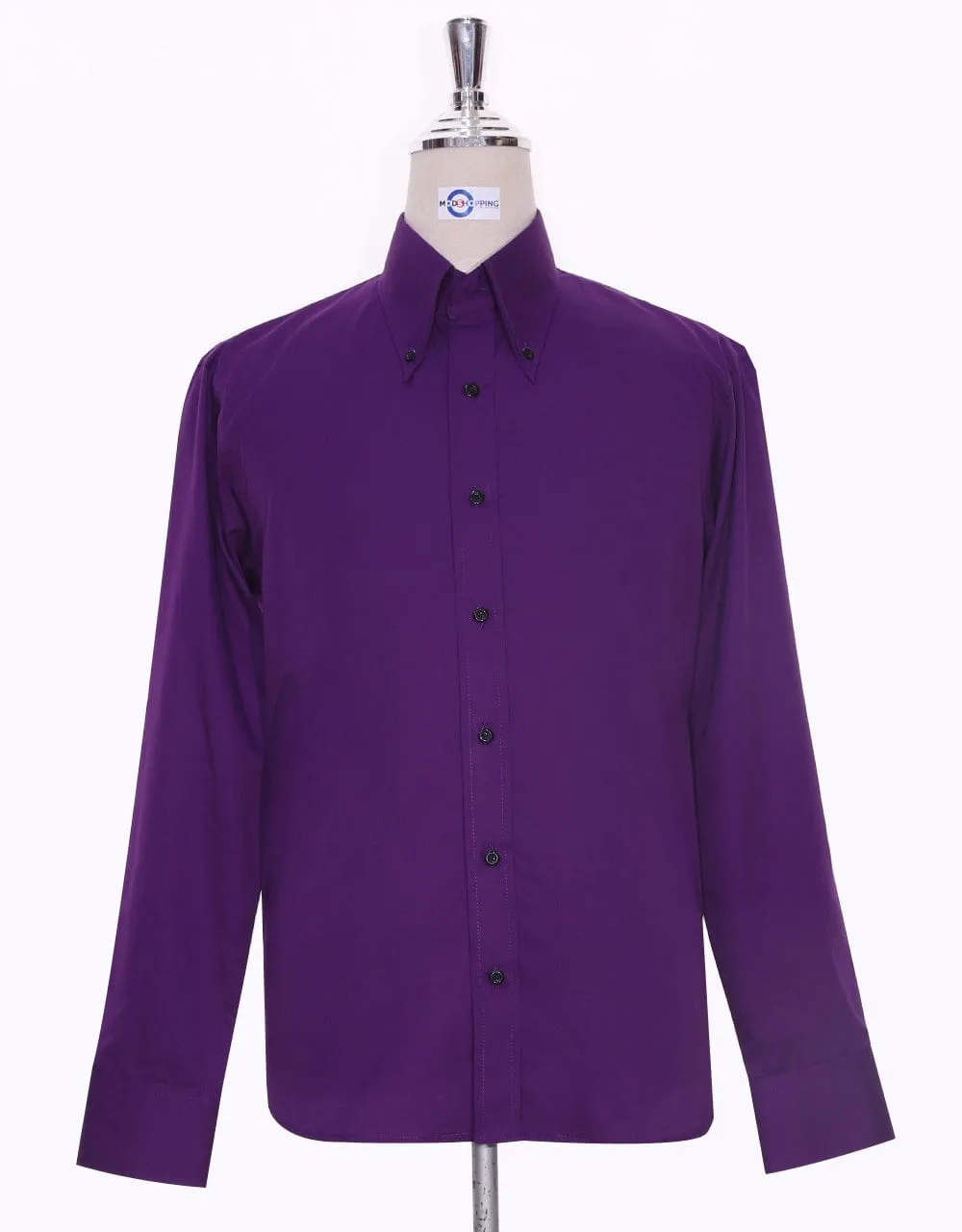 Purple Button Down Collar Shirt