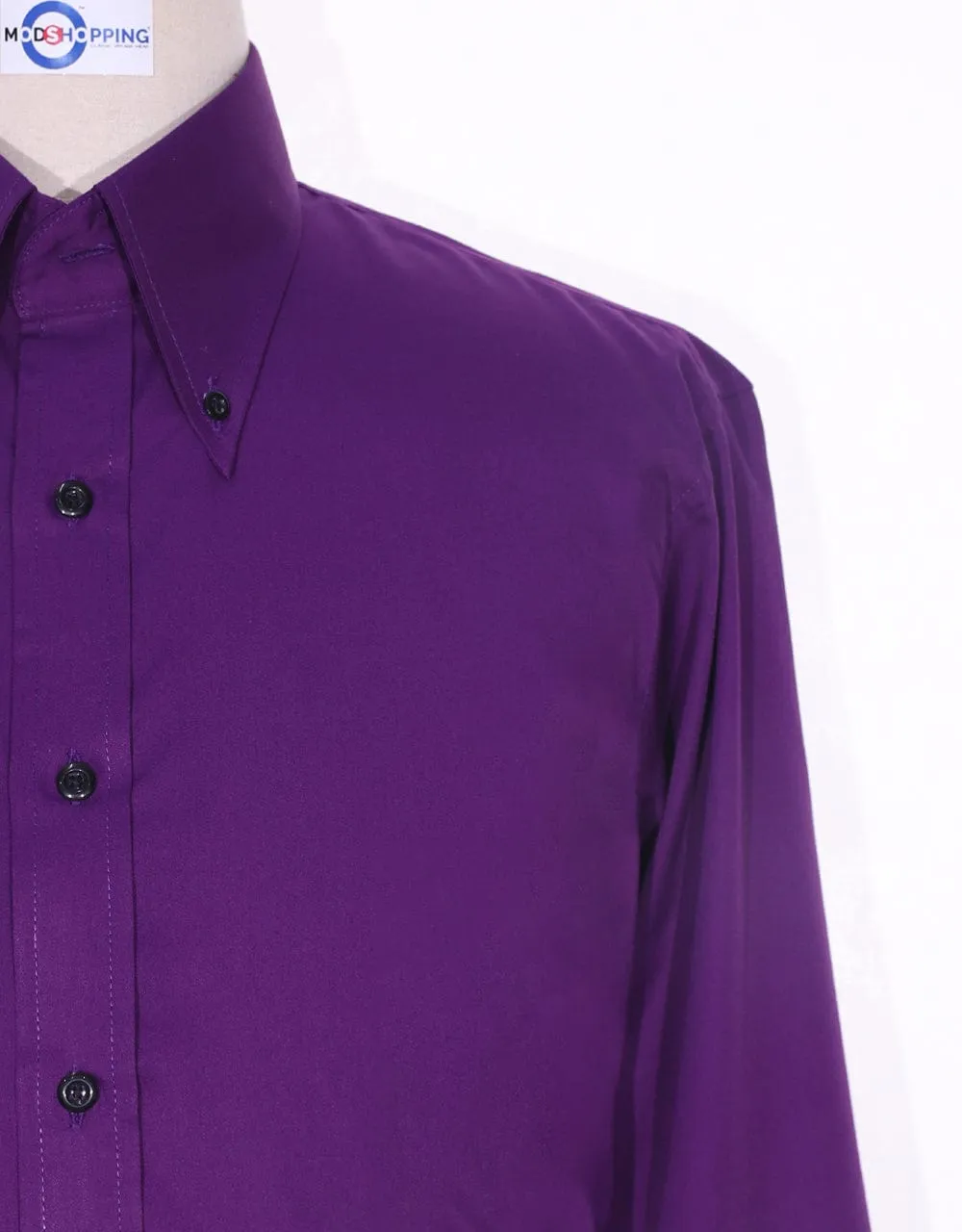 Purple Button Down Collar Shirt