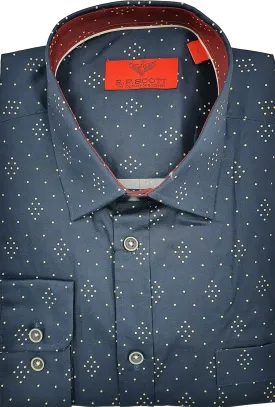 R.F. Scott Fielding Long Sleeve Shirt - Geo Diamonds - Ink
