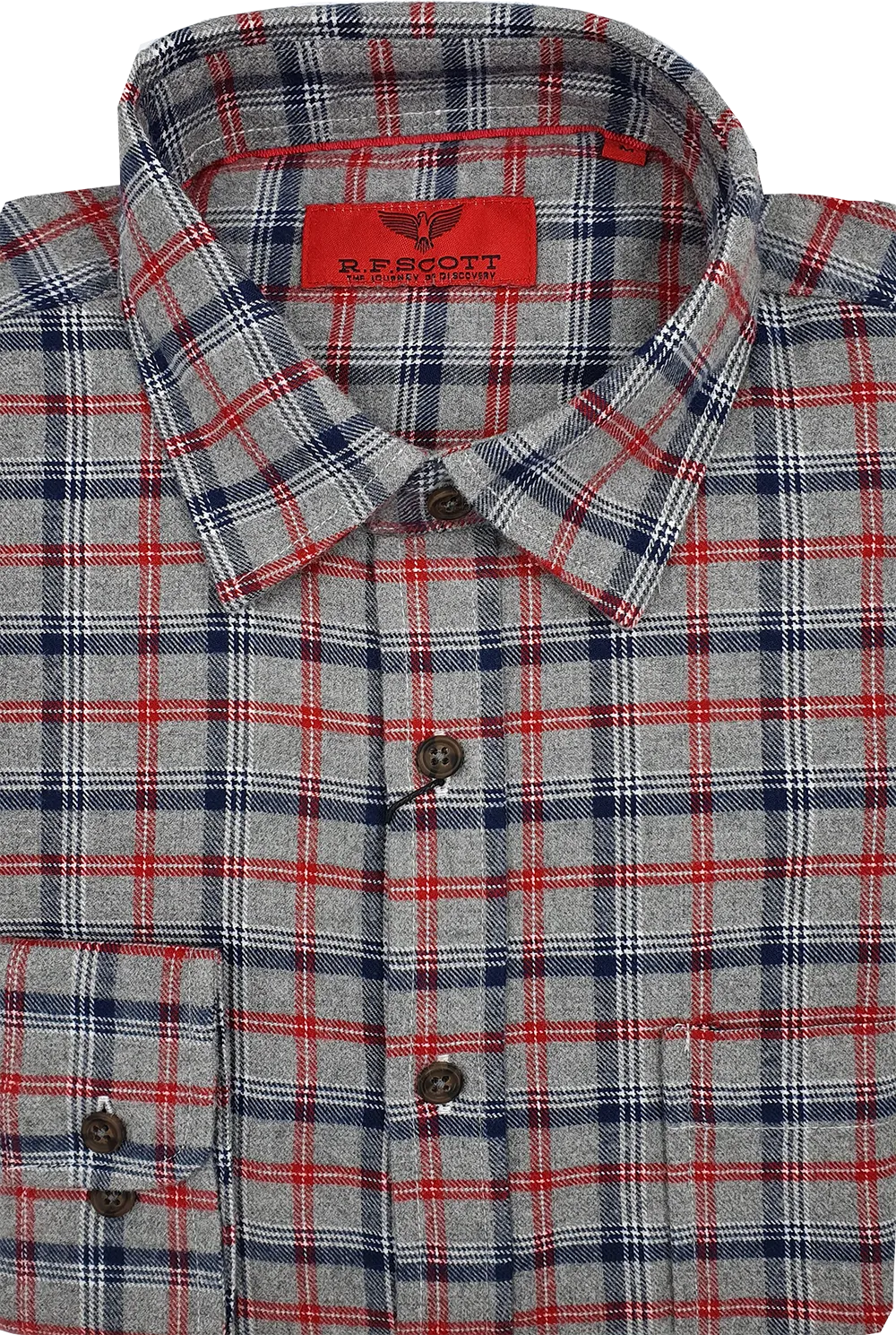 R.F. Scott Fielding Long Sleeve Shirt - Grey Tartan Check