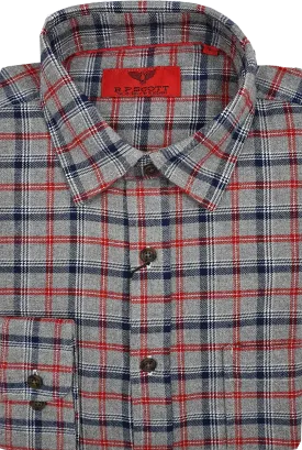 R.F. Scott Fielding Long Sleeve Shirt - Grey Tartan Check