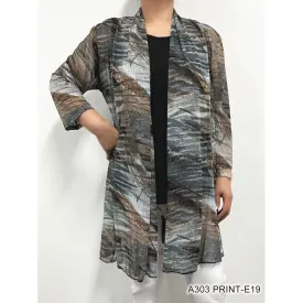 Sheer Cardigan - Brown/Grey/Black- Print E19
