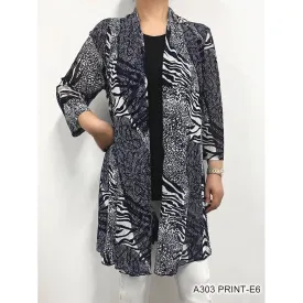 Sheer Cardigan - Navy/White - Print E6