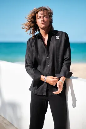 Stella Black Guayabera Shirt