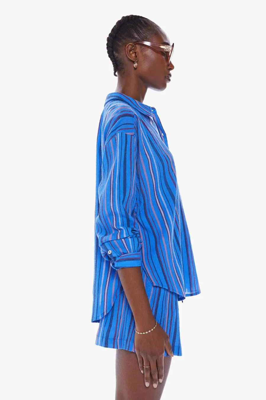 The Get Down Button Down Blue Multi Stripe