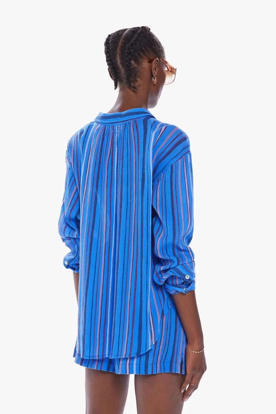 The Get Down Button Down Blue Multi Stripe