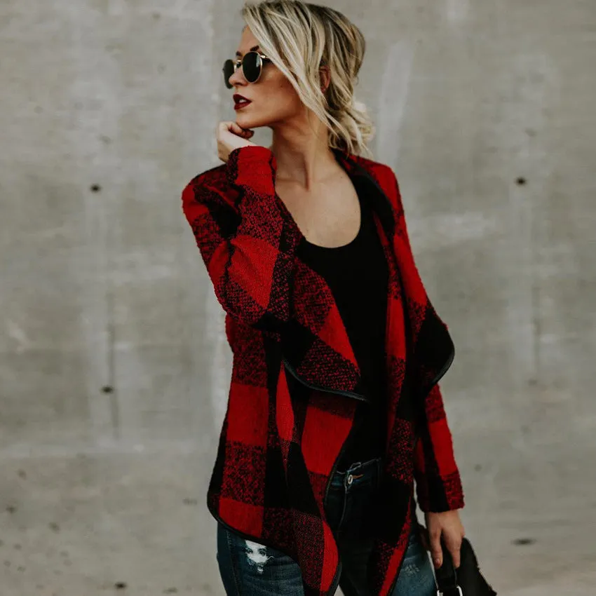 Women's Coats - Fashion Plaid Wool Warm Jacket Stylish Wool Coats