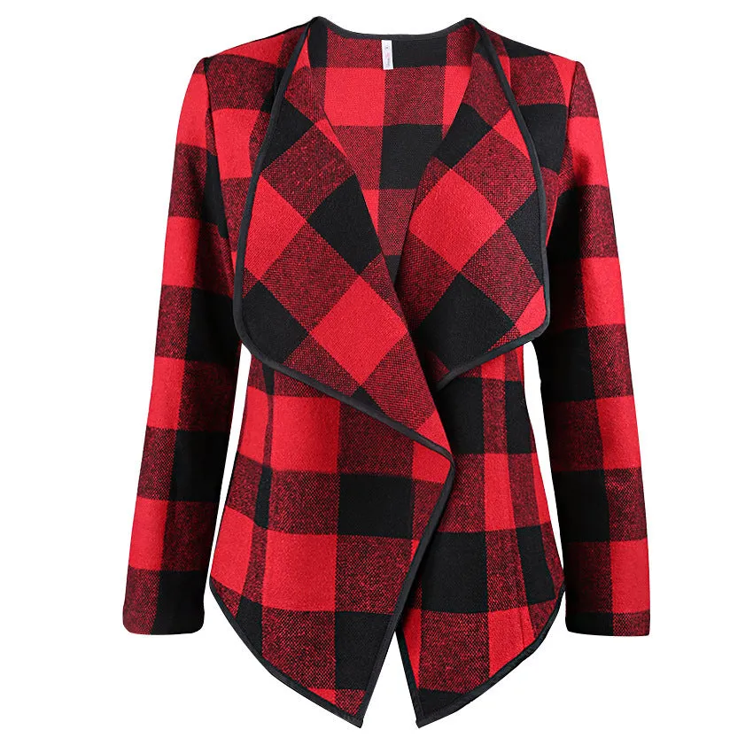 Women's Coats - Fashion Plaid Wool Warm Jacket Stylish Wool Coats