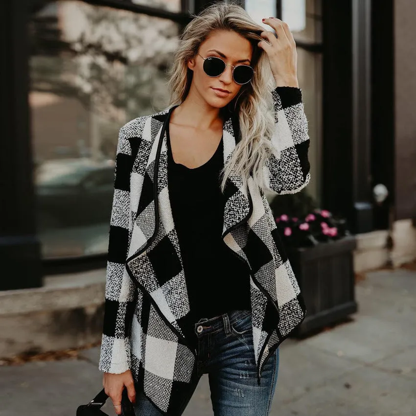 Women's Coats - Fashion Plaid Wool Warm Jacket Stylish Wool Coats