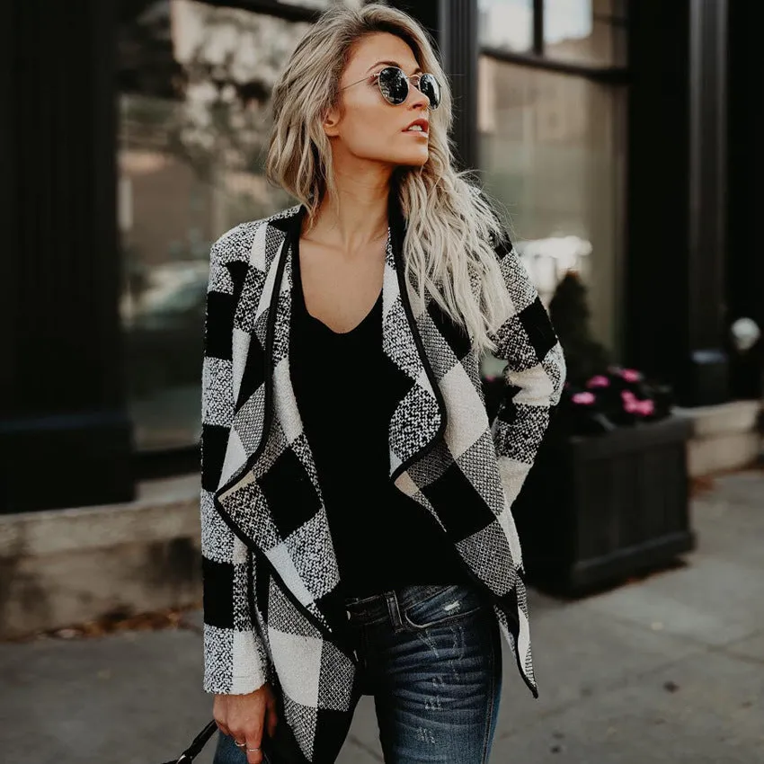 Women's Coats - Fashion Plaid Wool Warm Jacket Stylish Wool Coats