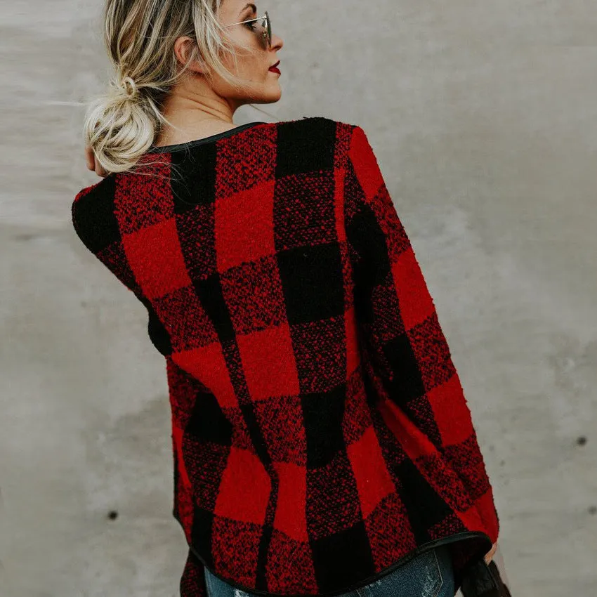 Women's Coats - Fashion Plaid Wool Warm Jacket Stylish Wool Coats